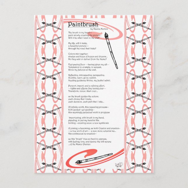 Cartão Postal poema de pincel (Frente)