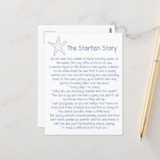Cartão Postal Poema de Starfish, história de Starfish, presente