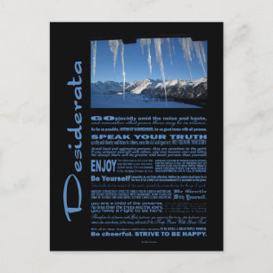 Cartão Postal Poema Desiderata Dez Abaixo de Zero