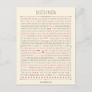 Cartão Postal Poema Inspirador Desiderata