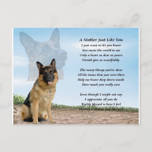 Cartão Postal Poema-mãe - Cachorro-German shepherd (Frente)