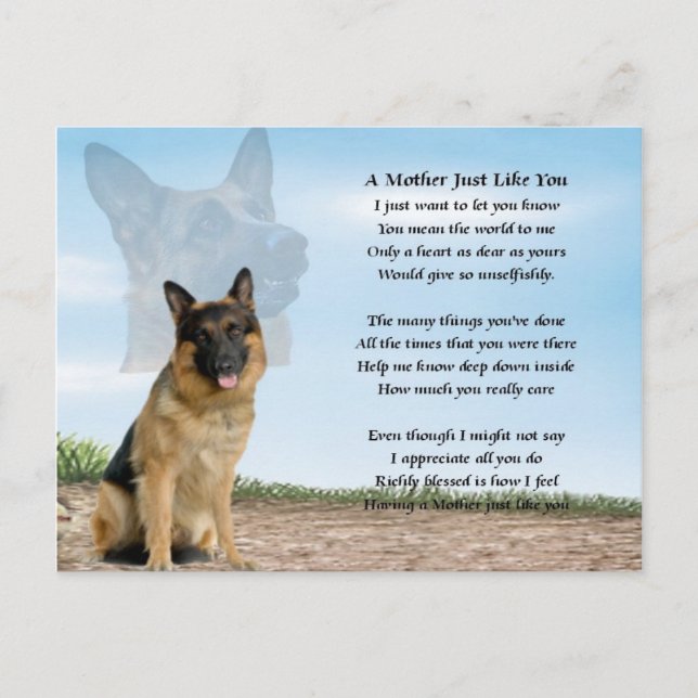 Cartão Postal Poema-mãe - Cachorro-German shepherd (Frente)