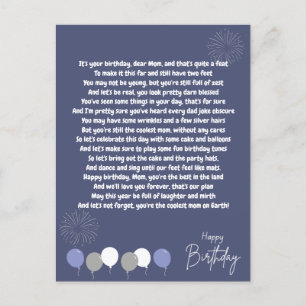 Cartão Postal Poema Muito Divertido para Aniversário da Mamãe