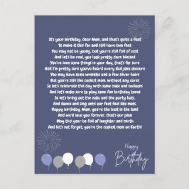 Cartão Postal Poema Muito Divertido para o Aniversário da Mamãe