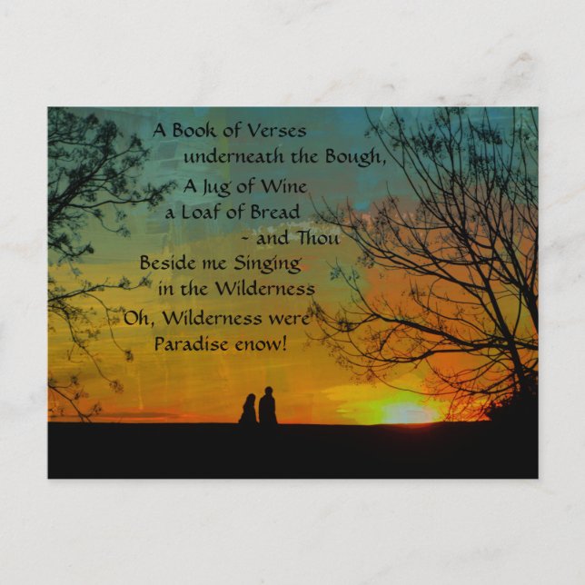 Cartão Postal poema romântico - Rubaiyat de Omar Khayyam (Frente)