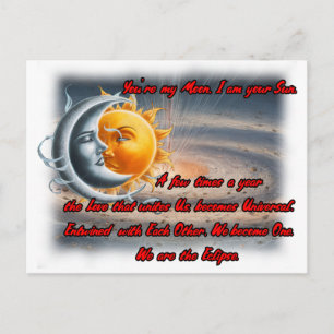 Cartão Postal Poema sobre Sol, Lua e Amor em um