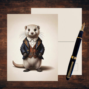 Cartão Postal Poetcore Literary Weasel   Dark Academia