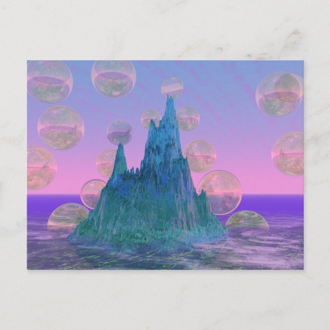 Cartão Postal Poetic Mountain, Abstrato Magic Teal Rosa (Frente)