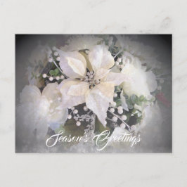 Cartão Postal Poinsettia de Natal Branco Elegante