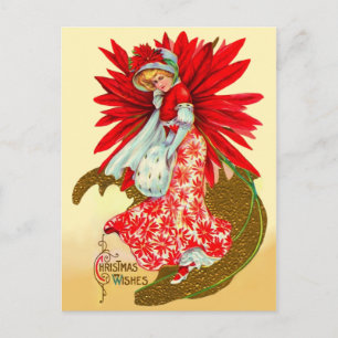 Cartão Postal Poinsettia Girl