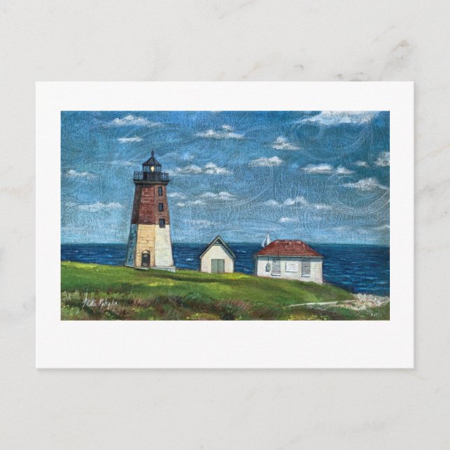 Cartão Postal Point Judith Lighthouse em Narragansett, RI 7x5 (Frente)