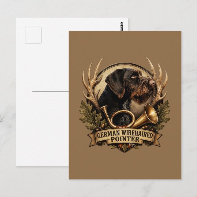 Cartão Postal Pointer Alemão de Pelo Cabeludo (Frente/Verso)