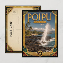 Poipu Hawaii Arte Deco Vintage Idade Dourada