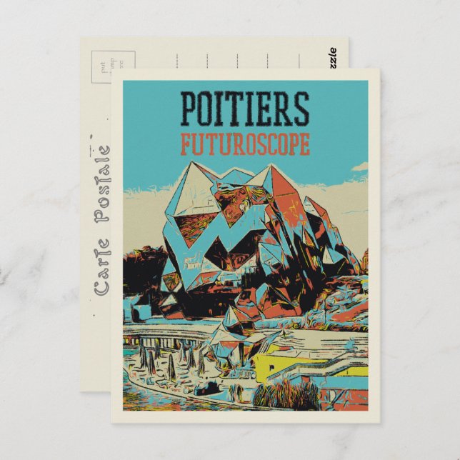 Cartão Postal Poitiers França vê o parque temático do futuro (Frente/Verso)