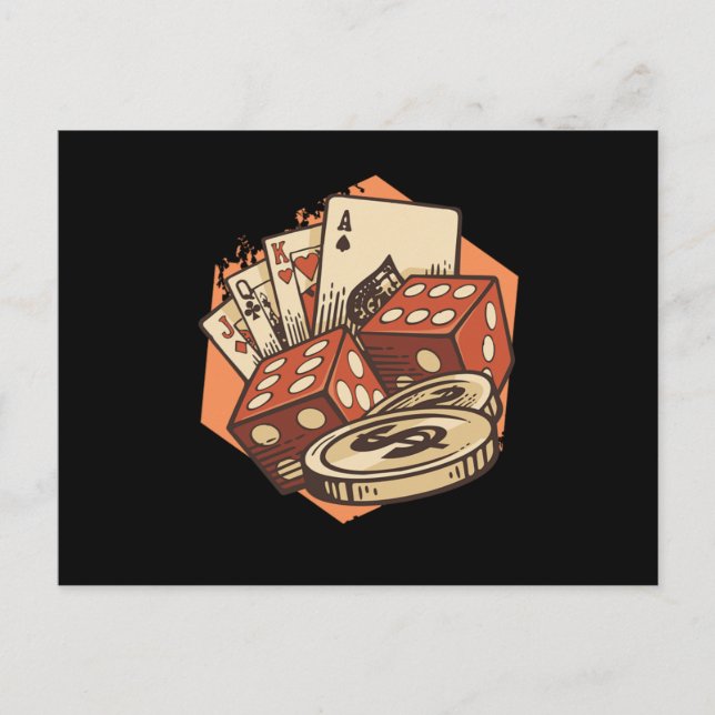 Cartão Postal Poker Cards Chips Casino Gambling Cards Player Gif (Frente)