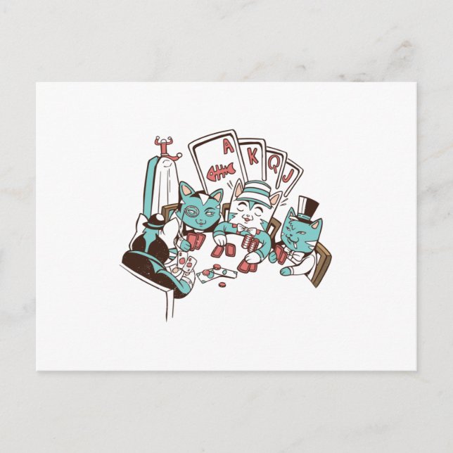Cartão Postal Poker cats (Frente)