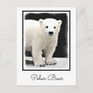 Cartão Postal Polar Bear Cub Painting - Arte Original