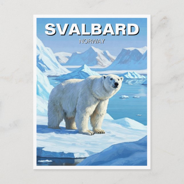 Cartão Postal Polar Bear Svalbard Noruega (Frente)