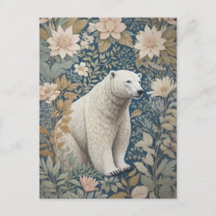 Cartão Postal Polar Bear William Morris Inspirou Floral
