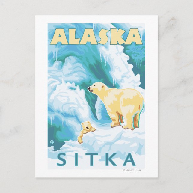 Cartão Postal Polar Bears & Cub - Sitka, Alaska (Frente)