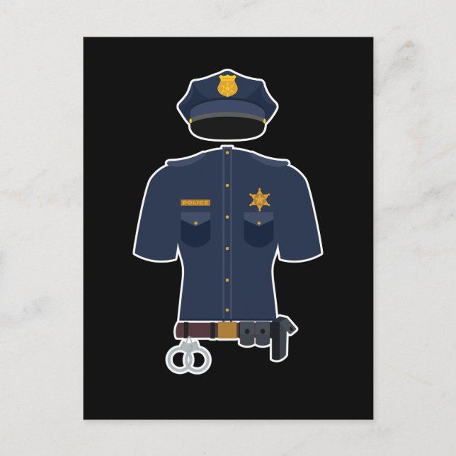 Cartão Postal Police Officer Uniform Kids Carnival (Frente)