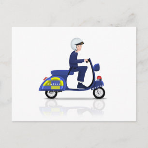 Cartão Postal Policial em Scooter