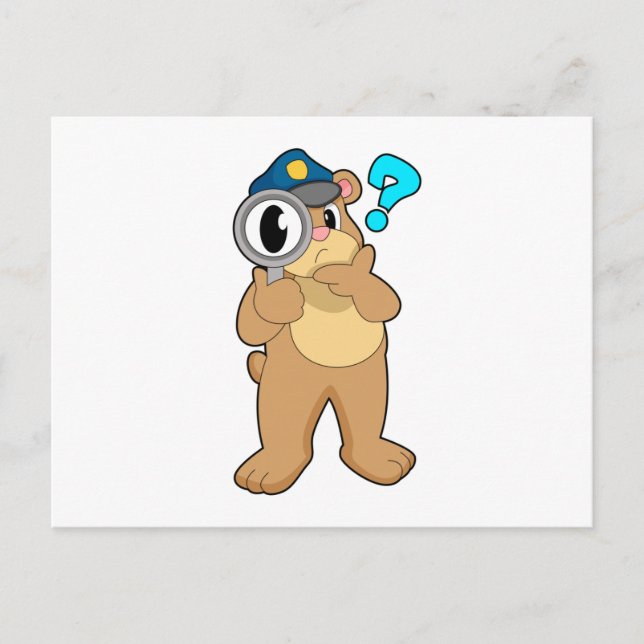 Cartão Postal Policial urso Lupa (Frente)