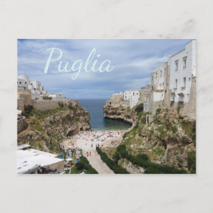 Cartão Postal Polignano a Mare city Beach, Puglia envia o texto