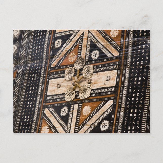 Cartão Postal Polinésia, Reino de Tonga. Detalhe da tapa (Frente)