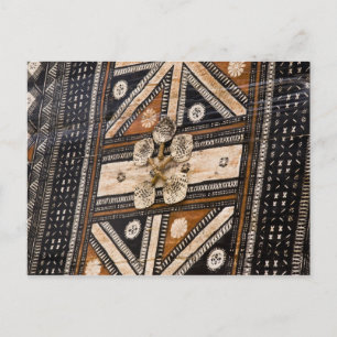 Cartão Postal Polinésia, Reino de Tonga. Detalhe da tapa