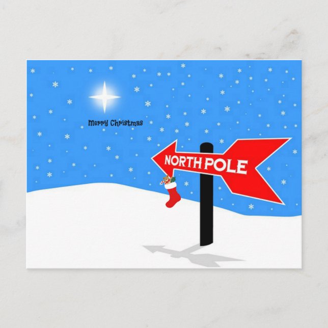 Cartão Postal Pólo Norte Feliz Natal (Frente)