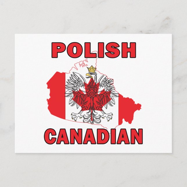 Cartão Postal Polonês canadiano - Mapa do Canadá (Frente)