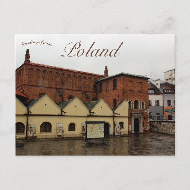 Cartão Postal Polônia da antiga Sinagoga Kazimierz, distrito de  (Frente)