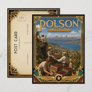 Cartão Postal Polson Montana Arte Deco Vintage Idade Dourada