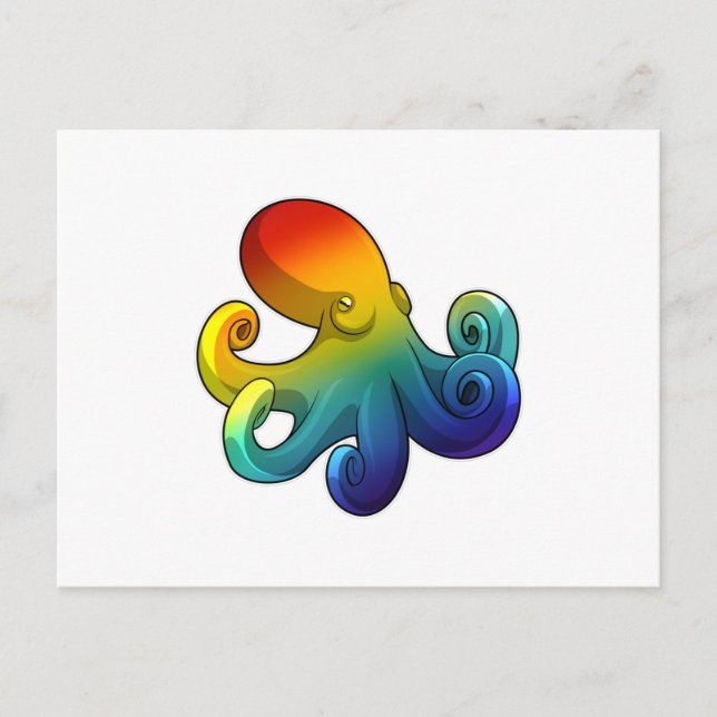 Cartão Postal Polvo com Arco-íris (Frente)