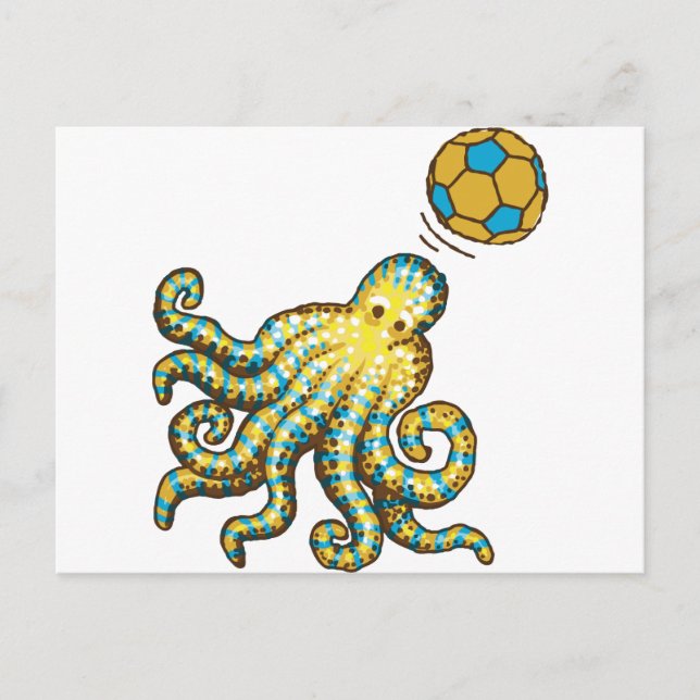 Cartão Postal Polvo com bola de futebol (Frente)
