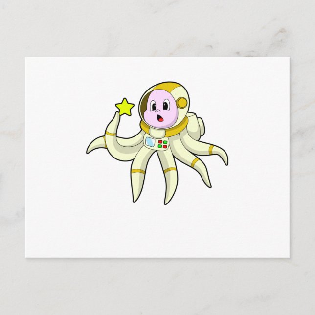 Cartão Postal Polvo como Mergulhador com Estrela (Frente)