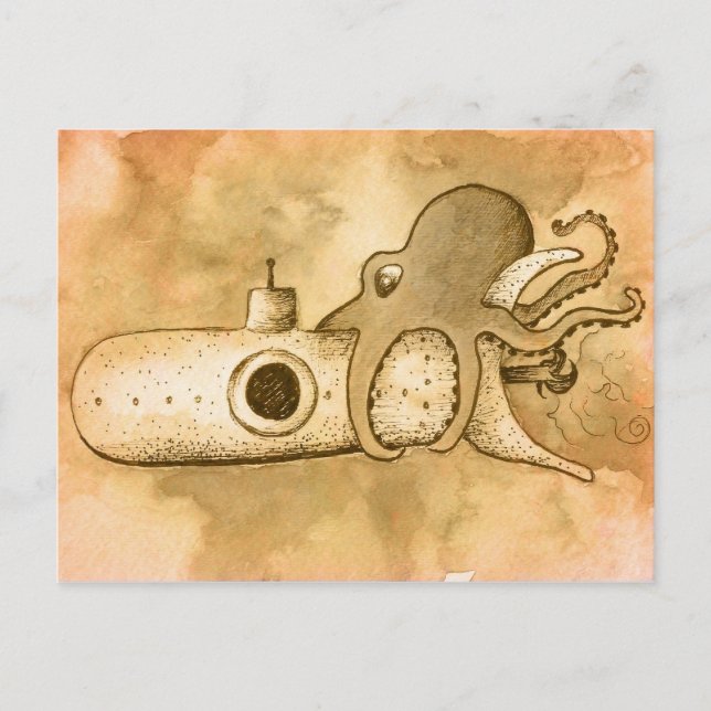 Cartão Postal Polvo e Submarino (Frente)
