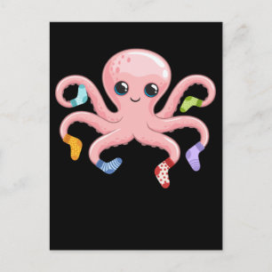 Cartão Postal Polvo Kawaii Fofa Kraken Animal Marinho