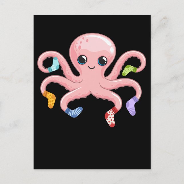 Cartão Postal Polvo Kawaii Fofa Kraken Animal Marinho (Frente)