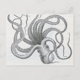 Cartão Postal Polvo náutico de galhardetes vintage kraken design