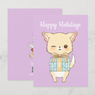 Cartão Postal Poly-Pom Feliz Férias Vencendo Ouro Pom