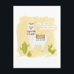 Cartão Postal Pom Pom Llama Rama - Salve o drama para seu Lama<br><div class="desc">Pom Pom Llama Rama I de June Erica Vess. Apresenta uma lama em adornos coloridos com a frase "Salve o Drama para o Seu Lama."</div>