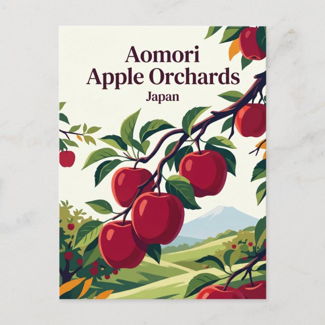 Cartão Postal Pomar de Maçãs de Aomori Japão (Frente)