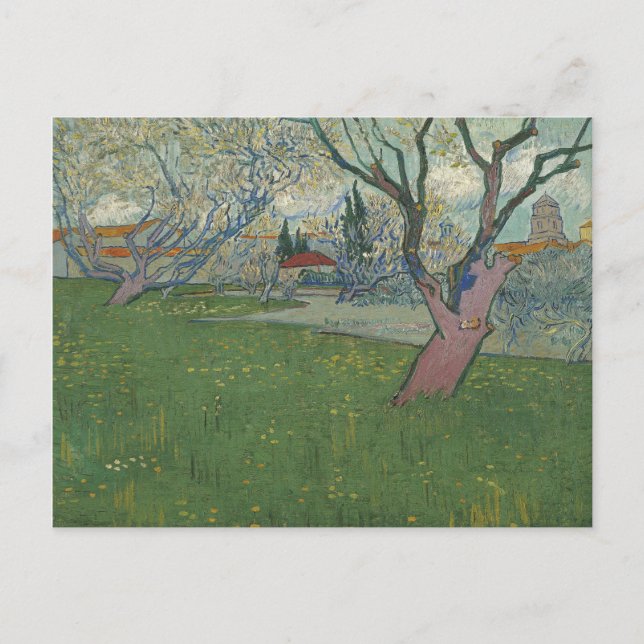 Cartão Postal Pomares na Visão Floresta das Arles por Van Gogh (Frente)