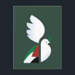 Cartão Postal pomba da paz com a bandeira palestiniana<br><div class="desc">pomba da paz com a bandeira palestiniana,  apoio à Palestina</div>