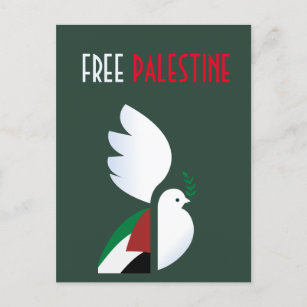Cartão Postal pomba da paz com a bandeira palestiniana