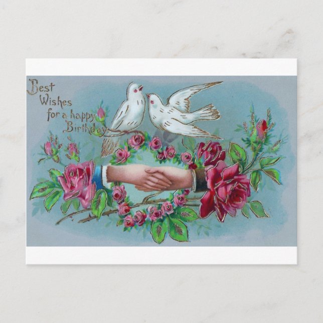 Cartão Postal Pombas e Aniversário do Aperto de Mão (Frente)