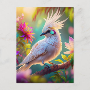 Cartão Postal Pombo Fantasia com Penugem Rosada Juvenil Crestado