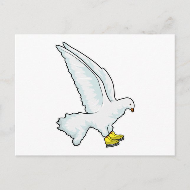 Cartão Postal Pombo Patinação no gelo Patins de gelo (Frente)
